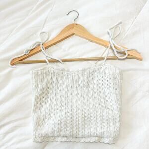 Rad Swim Kids White Crochet Lace-Up Tank Top Size 10 Girls Youth Lined Boho